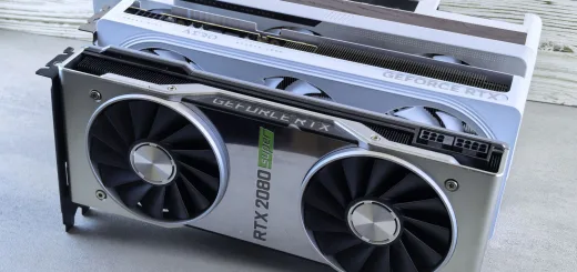 Three NVIDIA GeForce RTX graphics cards stacked on a surface, showcasing their sleek design and branding details.