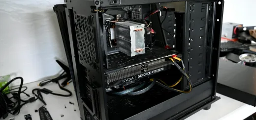 black computer tower on white table