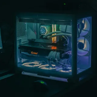 A desktop computer sitting on top of a desk