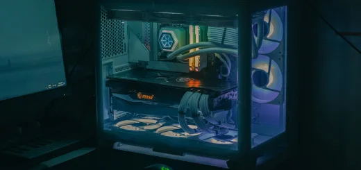 A desktop computer sitting on top of a desk